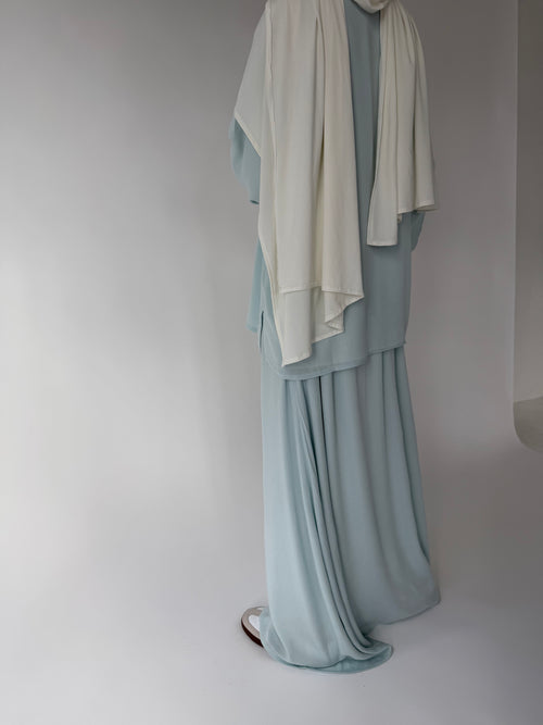 Blue viscose Skirt set