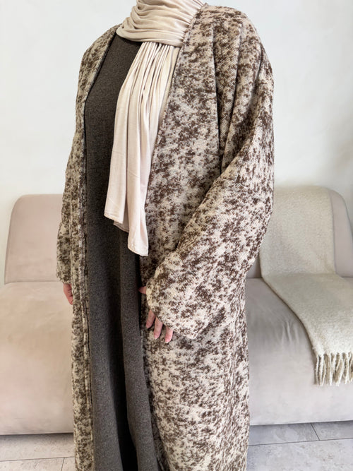 Beige-Truffle Wool abayah
