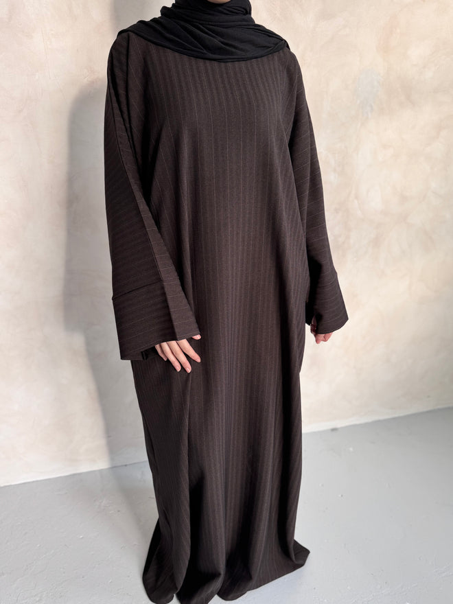 Brown Moss pinstripe abayah