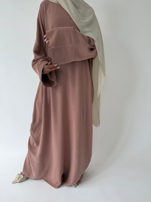 Dusty-pink Linen abayah