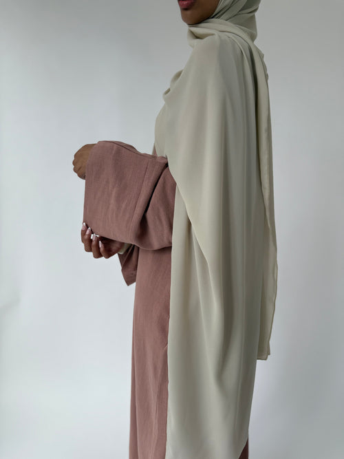 Dusty-pink Linen abayah