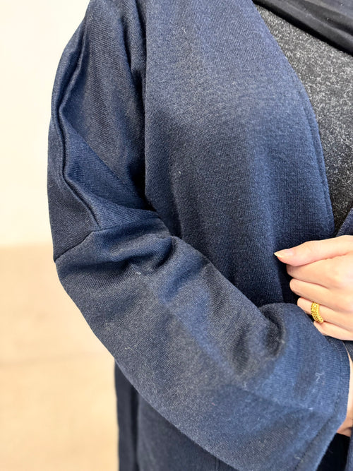 Navy Wool Cardigan abayah