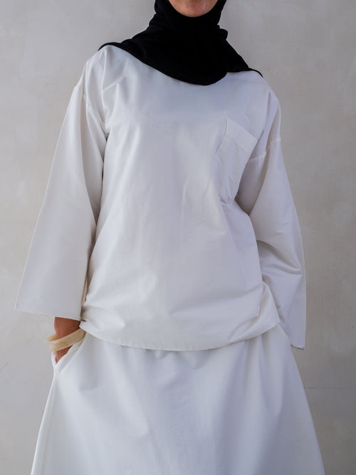 Glacier White pocket skirt set