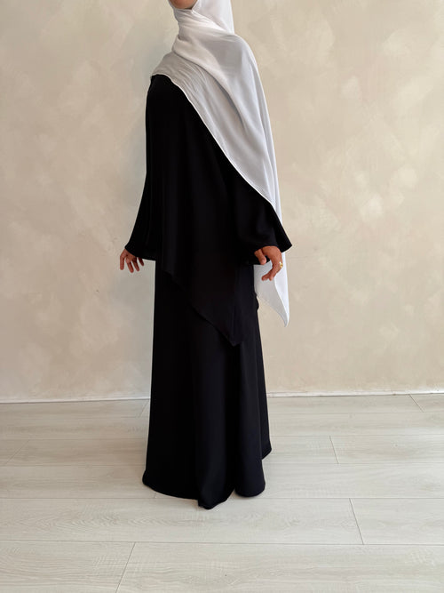 Asymmetrical textured skirt set: Black