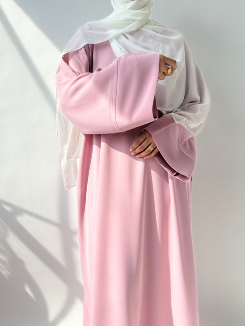 Bubblegum Pink Zip abayah