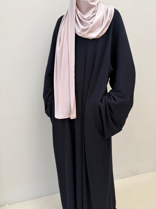 Dania Ribbed abayah: Black