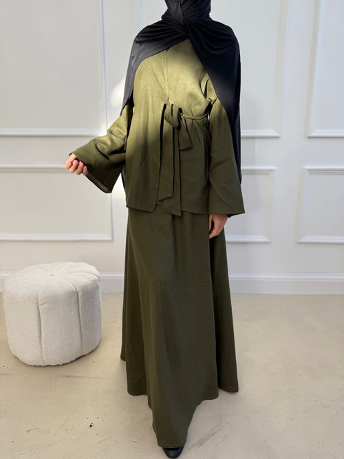 Khaki Linen Wrap Set