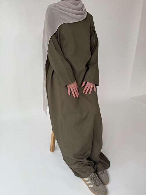 Khaki narrow sleeve abayah