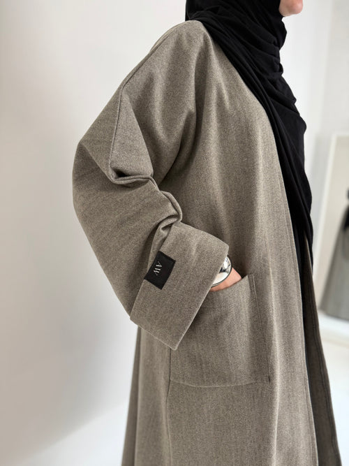 Slate Wool Open abayah