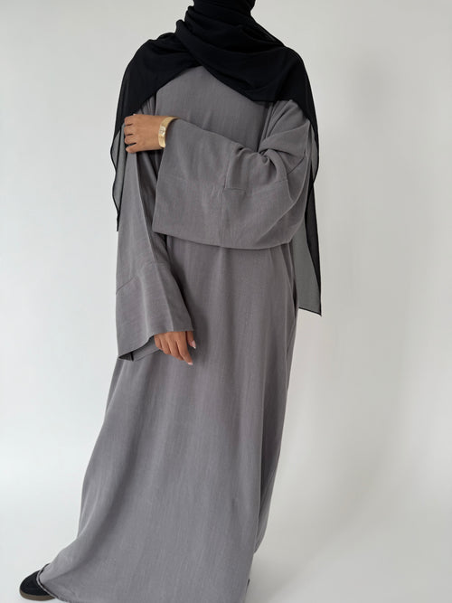 Shadow grey Linen abayah
