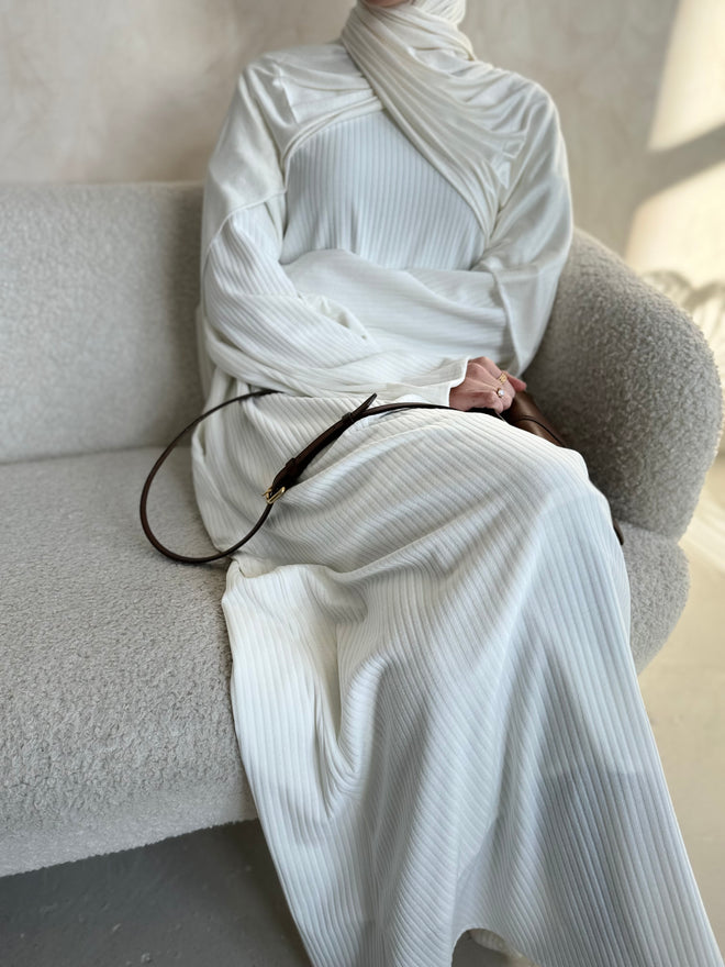 Ivory Ribbed Dress
