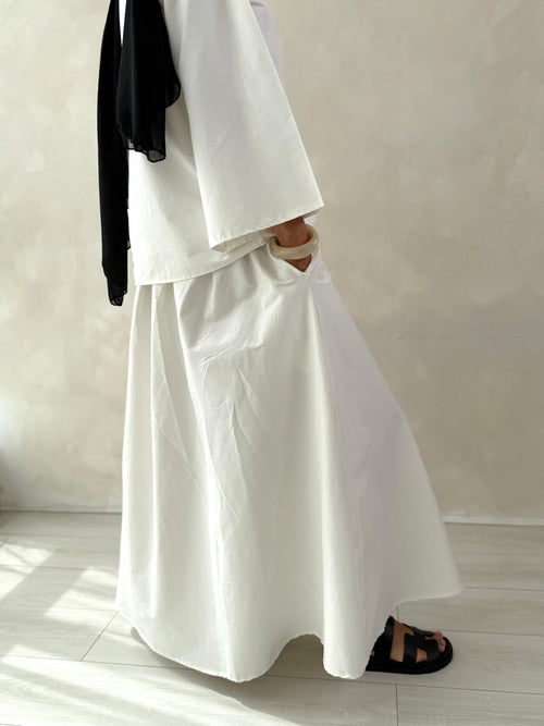 Glacier White pocket skirt set