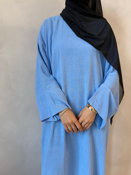 Blue Azure Linen abayah