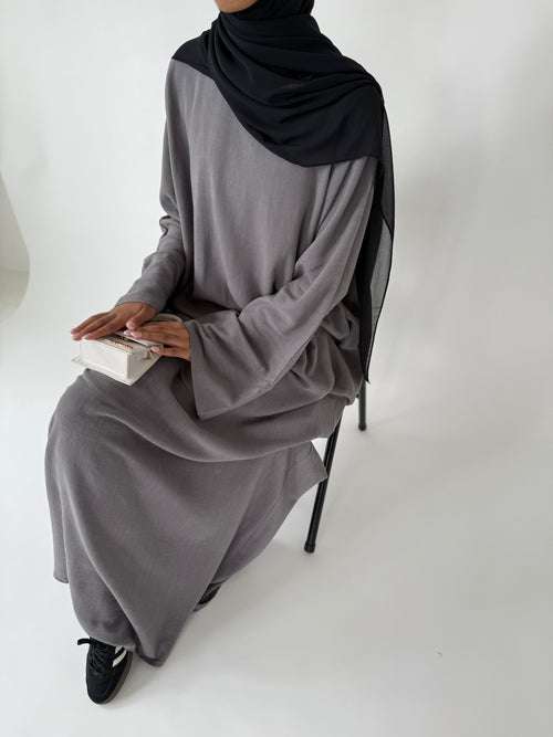 Shadow grey Linen abayah