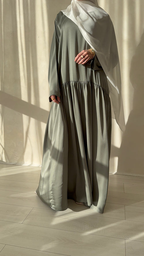 Dusty Blue ruched hem dress
