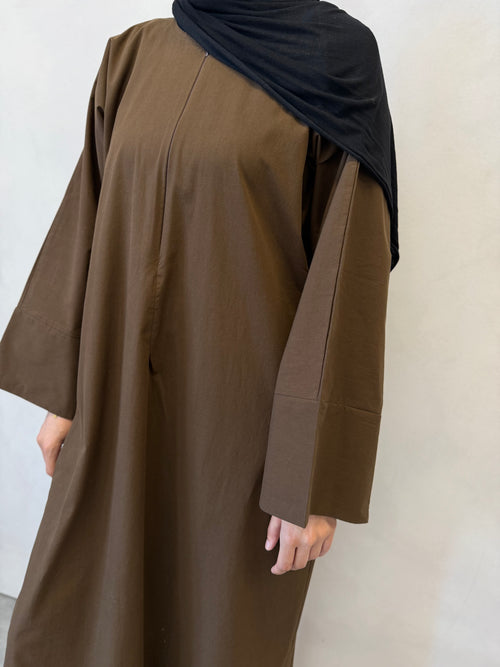 Chocolate Cotton abayah ZIP