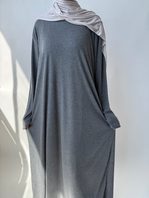Space Grey Ribbed Dress