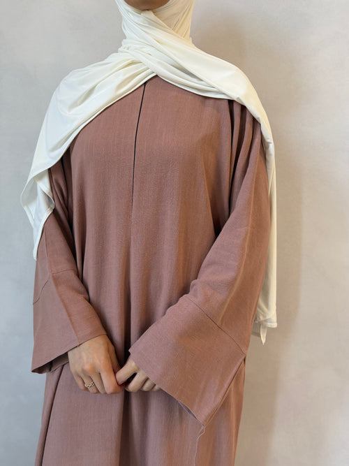 Dusty-pink Linen ZIP abayah