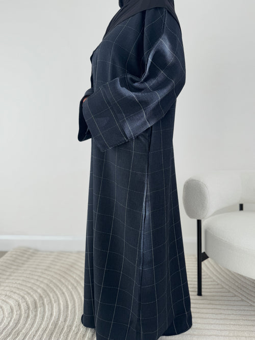 Navy Grid Abayah