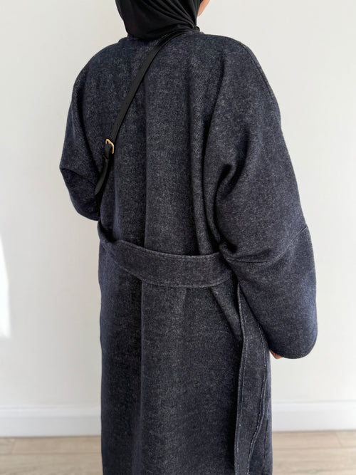 Denim-look Wool Coat abayah