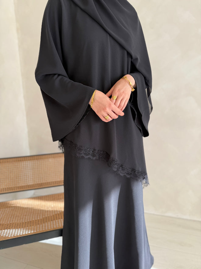 Black-swan Lace Asymmetrical set