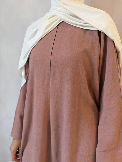Dusty-pink Linen ZIP abayah