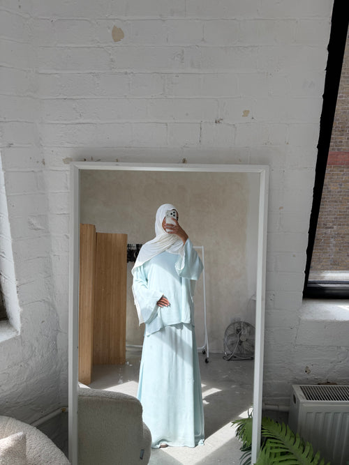 Blue viscose Skirt set