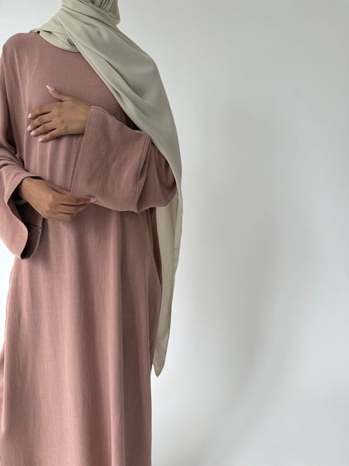 Dusty-pink Linen abayah