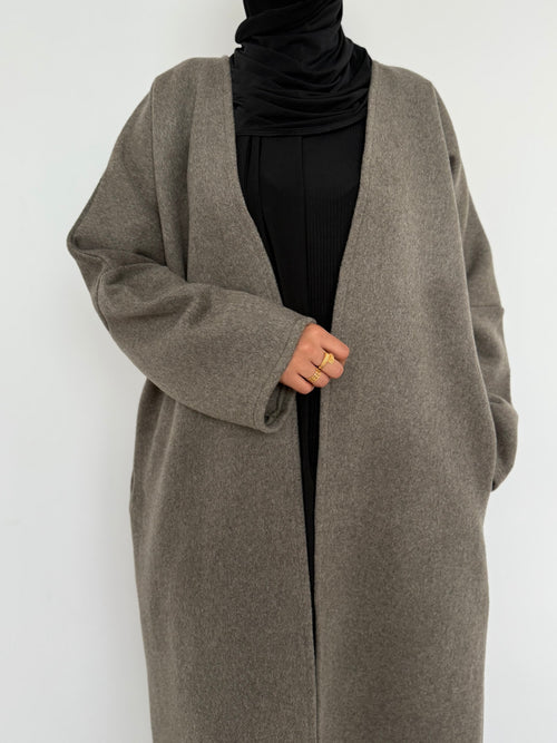 Taupe Wool Coat abayah