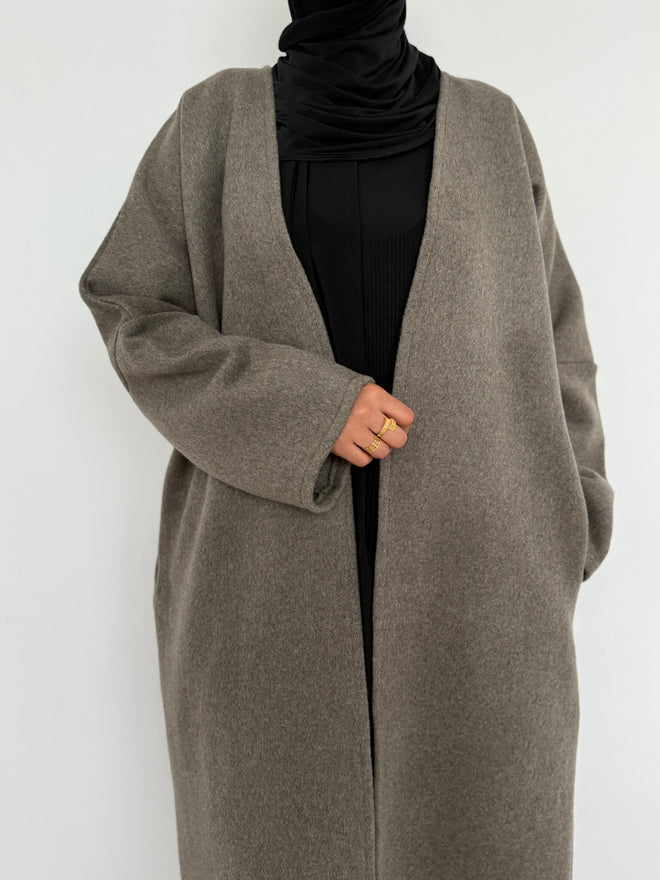 Taupe Wool Coat abayah
