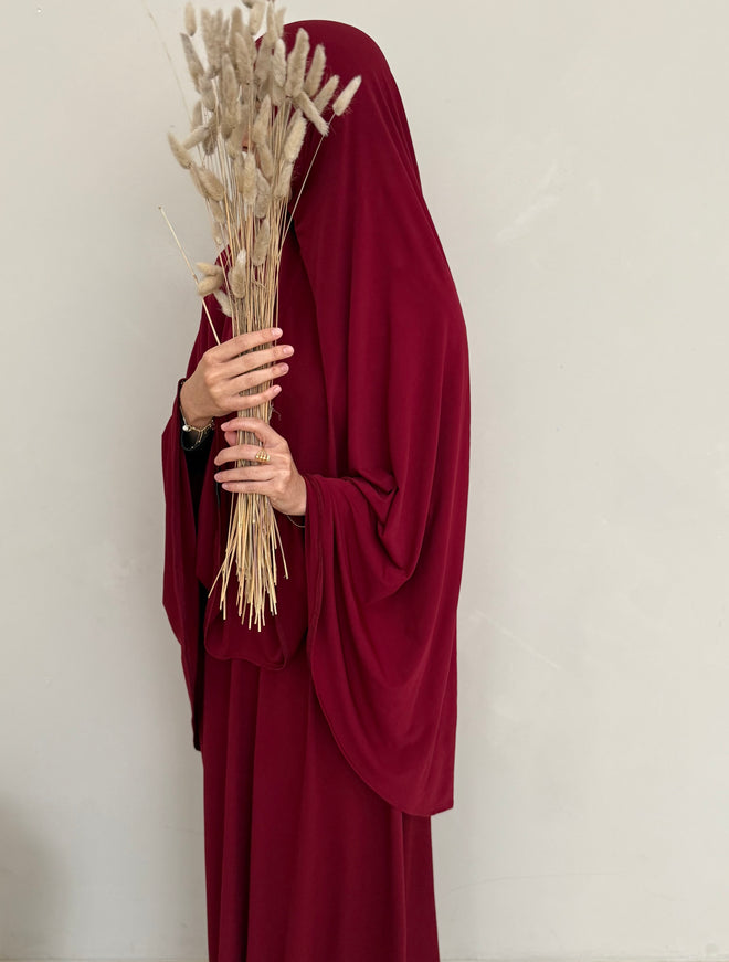 Maroon Khimar Skirt Set