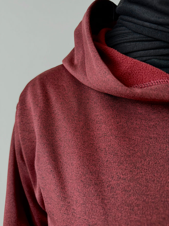 Fleece hooded abayah: Deep burgundy