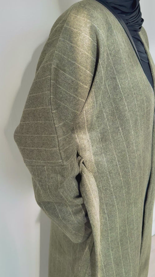 Green Stripe Wool Coat abayah